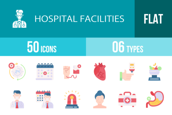 50 Hospital Facilities Flat Icons: Your Visual Toolkit for Modern Healthcare Design