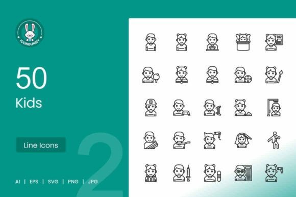 50 Kids Line Icons: Your Essential Toolkit for Playful Design