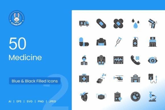 50 Medicine Blue & Black Icons: A Designer's Toolkit for Modern Healthcare Visuals