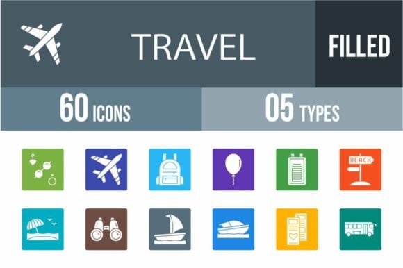 60 Travel Filled Round Corner Icons: Your Design Toolkit