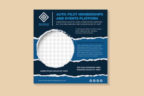 Events Platform Square Banner Blue: A Modern Design Asset