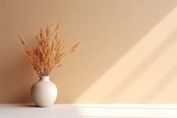 Minimalist Ceramic Pot with Wheat: A Designer's Essential Asset