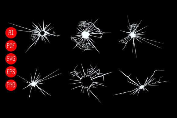 Set of Cracked Glass Design Template: Instant Download Files